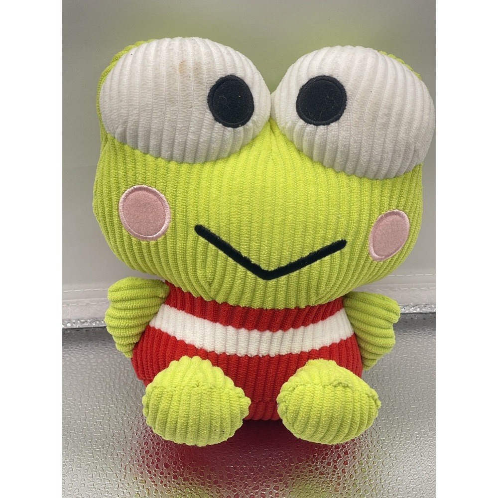 Sanrio KEROPPI Corduroy Plush Red White Stripe‎ 8" Bag1